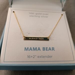 14KT GOLD OVER STERLING SILVER "MAMA BEAR" Bar NECKLACE